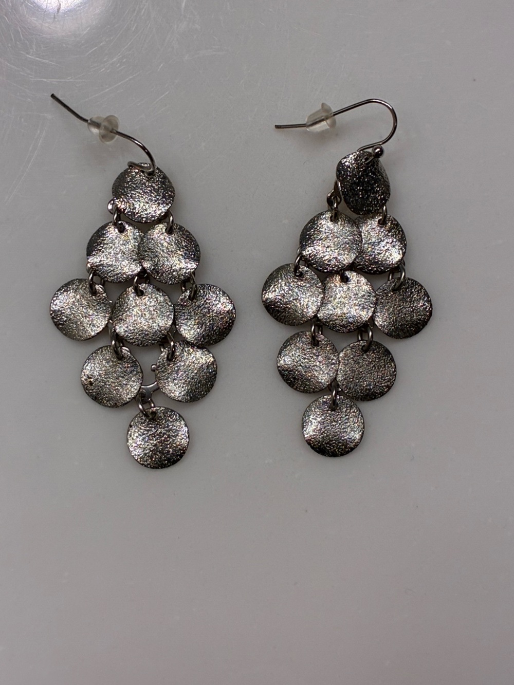 Silver Disc Cascade Drop Earrings